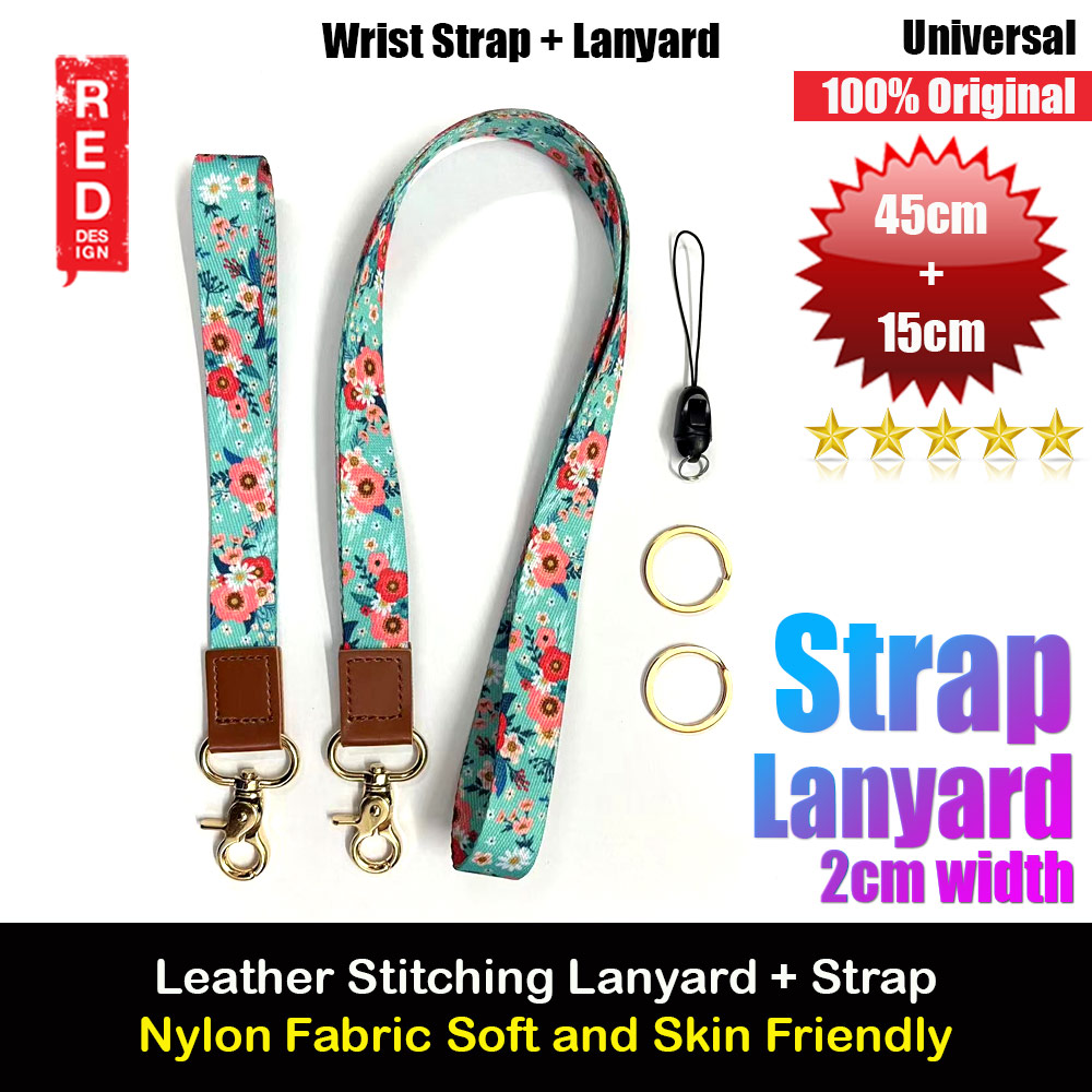 Picture of Red Design Selected Neck Lanyard and Wrist Strap Nylon Fabric with Metal Clasp for Phone Case (Green Floral) Red Design- Red Design Cases, Red Design Covers, iPad Cases and a wide selection of Red Design Accessories in Malaysia, Sabah, Sarawak and Singapore 