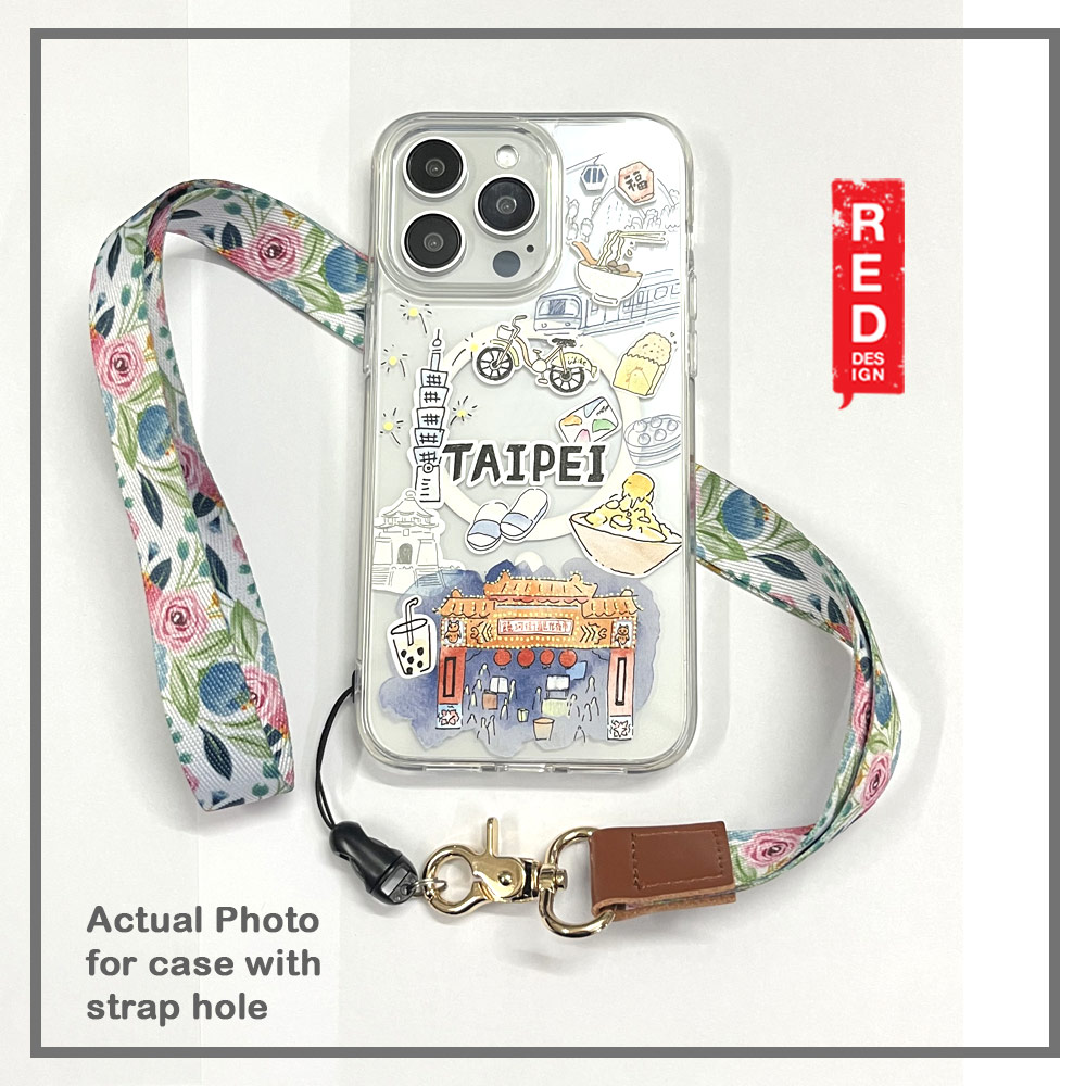 Picture of Red Design Selected Neck Lanyard and Wrist Strap Nylon Fabric with Metal Clasp for Phone Case (Pink Rose)