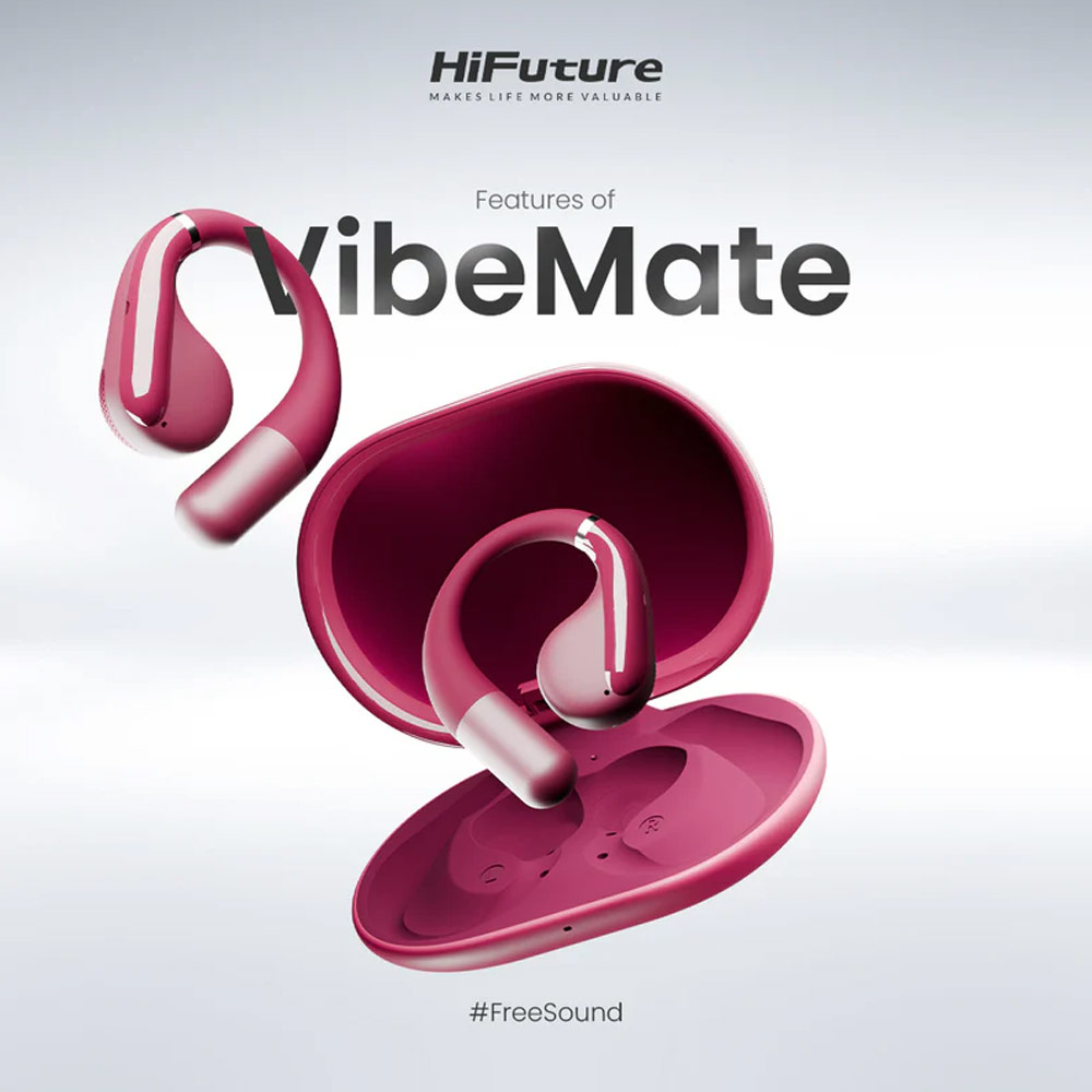 Picture of HiFuture VibeMate Premium Bluetooth 5.4 Comfort Open Ear Headphones Waterproof with ENC Noise Cancellation (Latte)