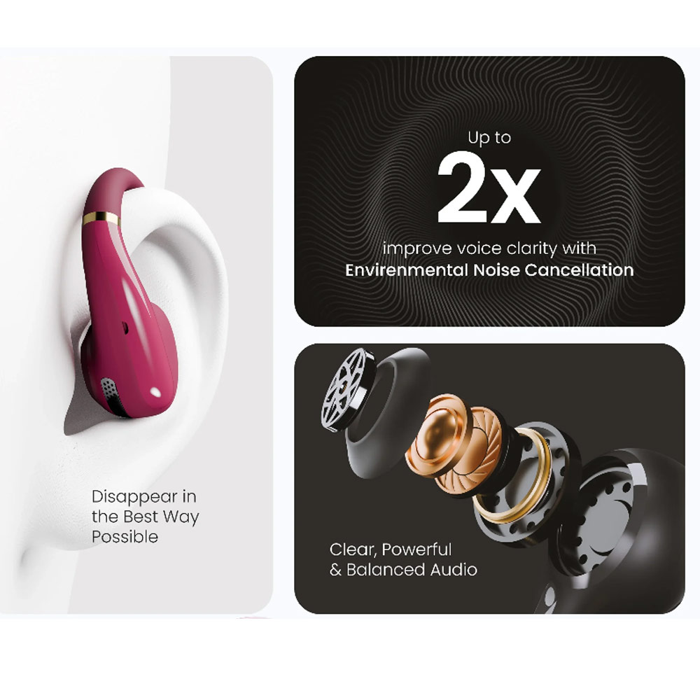 Picture of HiFuture VibeMate Premium Bluetooth 5.4 Comfort Open Ear Headphones Waterproof with ENC Noise Cancellation (Latte)