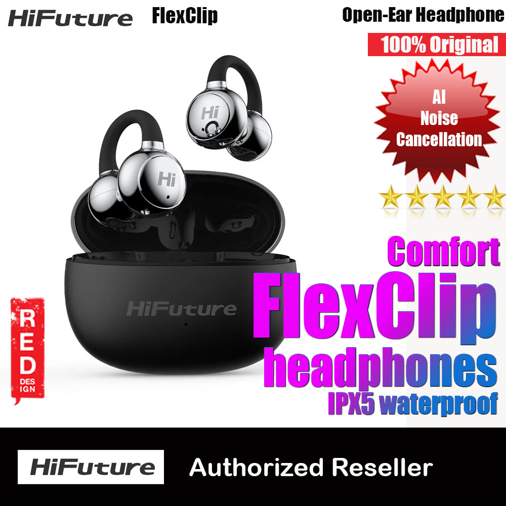 Picture of HiFuture Flexclip Bluetooth 5.4 Comfort Open Ear Headphones Waterproof with ENC Noise Cancellation (Black) Red Design- Red Design Cases, Red Design Covers, iPad Cases and a wide selection of Red Design Accessories in Malaysia, Sabah, Sarawak and Singapore 