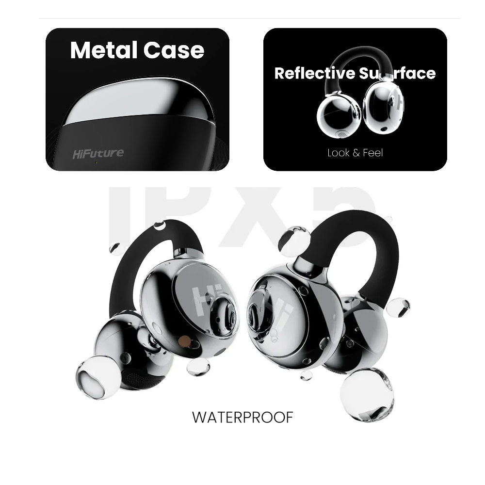 Picture of HiFuture Flexclip Bluetooth 5.4 Comfort Open Ear Headphones Waterproof with ENC Noise Cancellation (Champagne Gold)