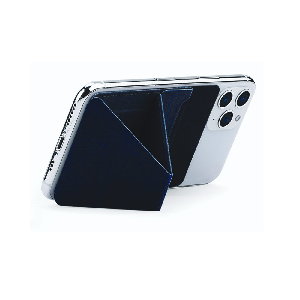 Picture of Apple iPhone 12 mini 5.4  | MOFT X Invisible Phone Stand Adhesive Reusable Adhesive 4-in-1 Phone Stand Card Holder Adjustable Viewing Angles Thin Design with Grip to be Held for iPhone 12 iPhone 13 Series Huawei Samsung Vivo Xiaomi (Navy Blue)