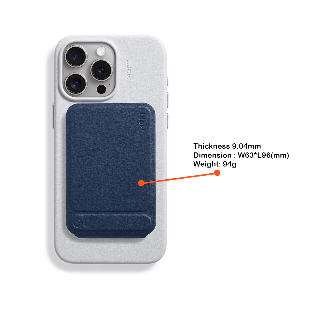 Picture of Apple iPhone 15 Pro 6.1 | MOFT MOVAS Snap Wallet Tripod Stand for iPhone 13 iPhone 14 Pro Max iPhone 15 Pro Max Card Holder Phone Stand (Navy Blue)