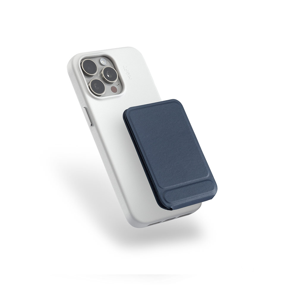 Picture of Apple iPhone 15 Pro 6.1 | MOFT MOVAS Snap Wallet Tripod Stand for iPhone 13 iPhone 14 Pro Max iPhone 15 Pro Max Card Holder Phone Stand (Navy Blue)