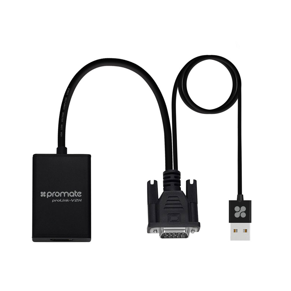 Picture of Promate VGA to HDMI Adapter Video Cable Converter Adapter Kit Plug and Play with Audio Support