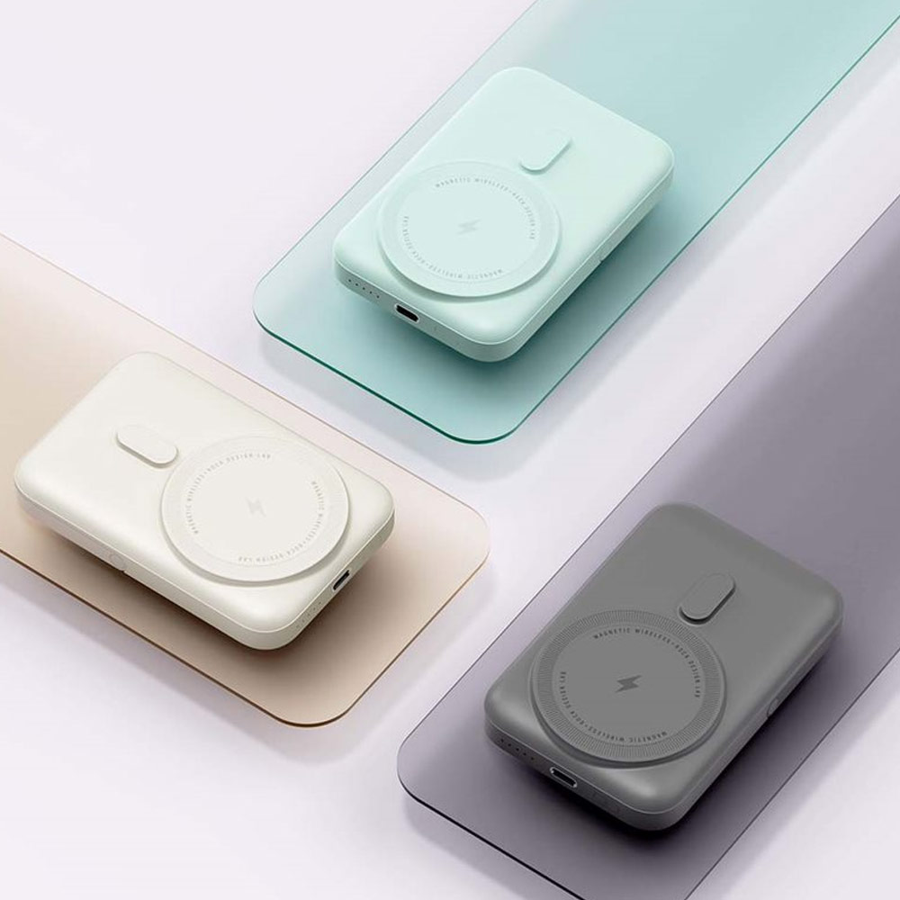 Picture of Rock P20 SE PD20W 15W Magnetic Wireless Charging Fast Charge 10000mAh Travel Portable Small Palm Size Compact Mini Power Bank powerbank Stand Holder (Green)