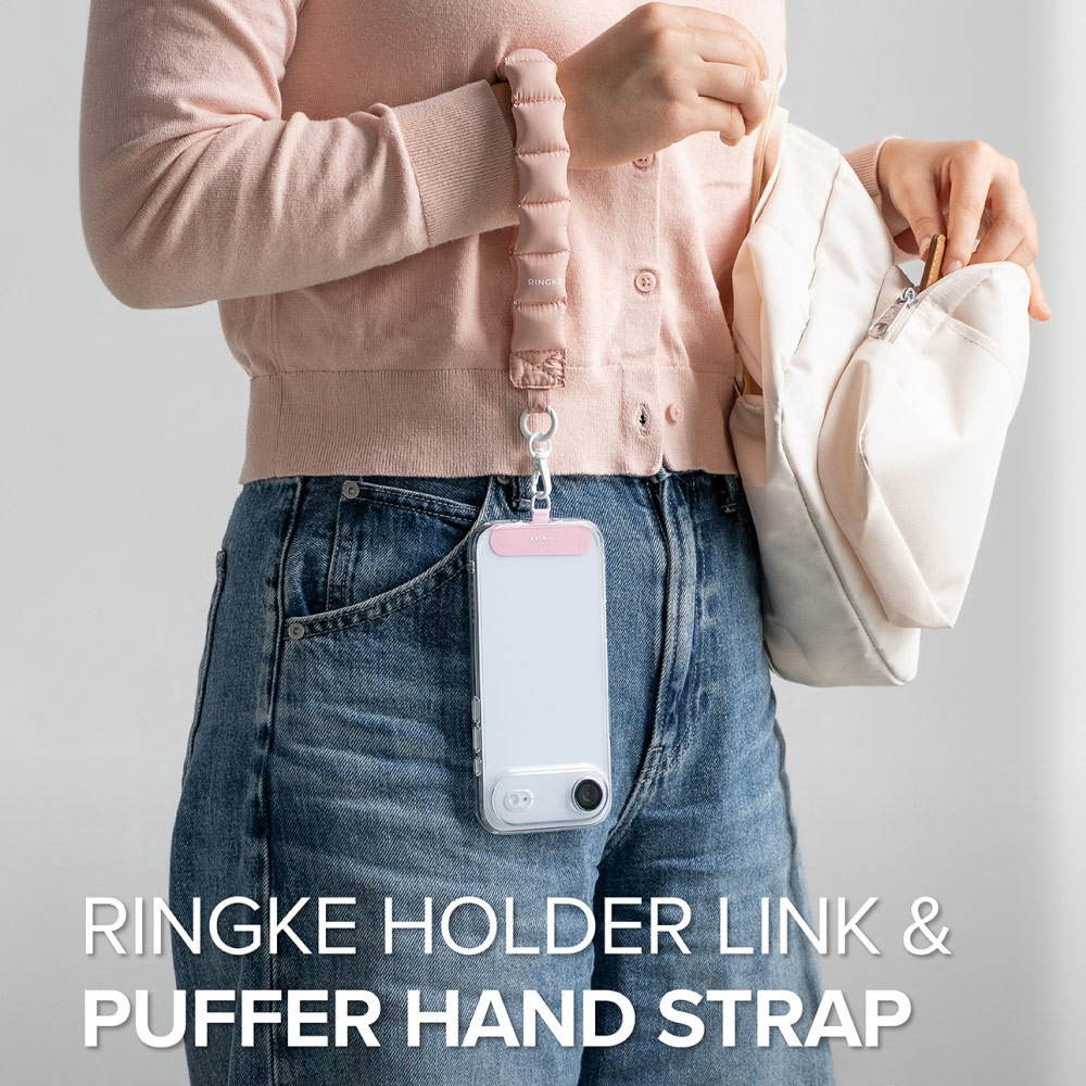 Picture of Ringke Eye Catching Holder Link & Puffer Hand Strap for Phone case (Snow White)