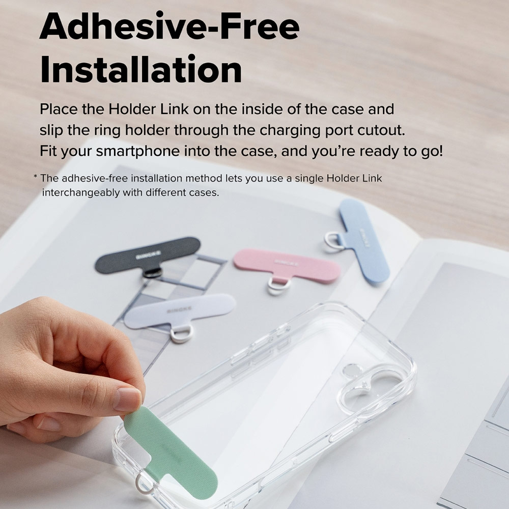 Picture of Ringke Eye Catching Holder Link & Puffer Finger Strap for Phone case (Light Blue)