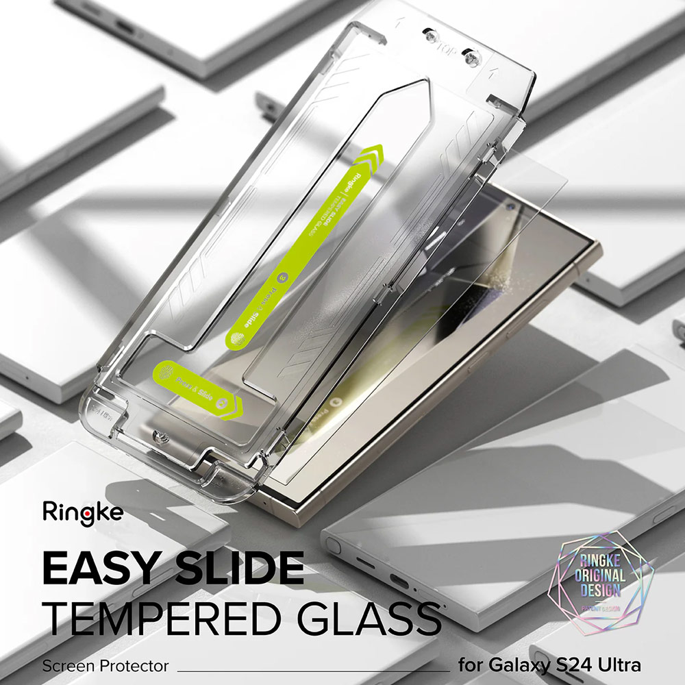 Picture of Samsung Galaxy S24 Ultra Screen Protector | Ringke Easy Slide Tempered Glass Screen Protector with Easy Installation Jig Kit for Samsung Galaxy S24 Ultra (HD Clear) 2 Pack