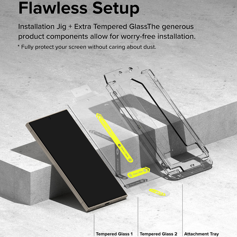 Picture of Samsung Galaxy S24 Ultra Screen Protector | Ringke Easy Slide Tempered Glass Screen Protector with Easy Installation Jig Kit for Samsung Galaxy S24 Ultra (HD Clear) 2 Pack