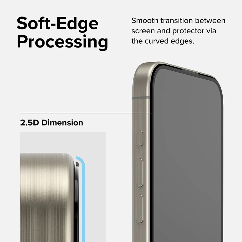 Picture of Apple iPhone 15 Pro 6.1 Screen Protector | Ringke Easy Slide Tempered Glass Screen Protector with Easy Installation Jig Kit for iPhone 15 Pro 6.1 (HD Clear) 2 Pack