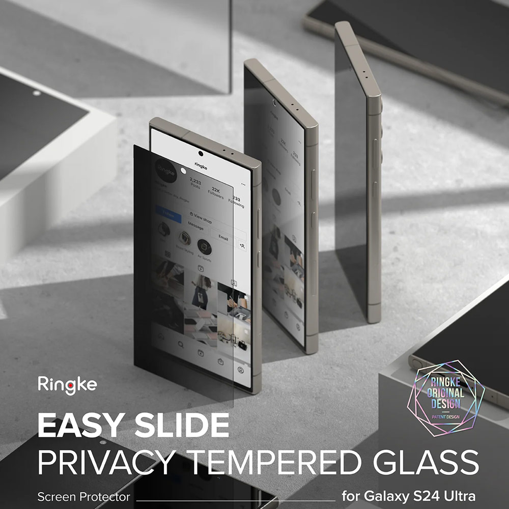 Picture of Samsung Galaxy S24 Ultra Screen Protector | Ringke Easy Slide Tempered Glass Screen Protector with Easy Installation Jig Kit for Samsung Galaxy S24 Ultra (Privacy Anti Peep) 2 Pack