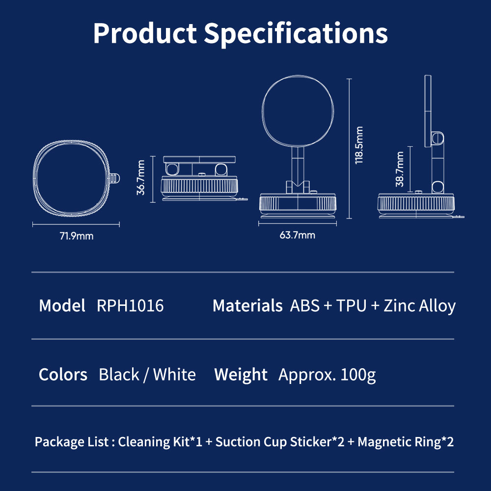 Picture of Rock Magnetic Car Holder Car Mount Phone Holder with Strong Vacuum Suction for Windscreen and Dashboard