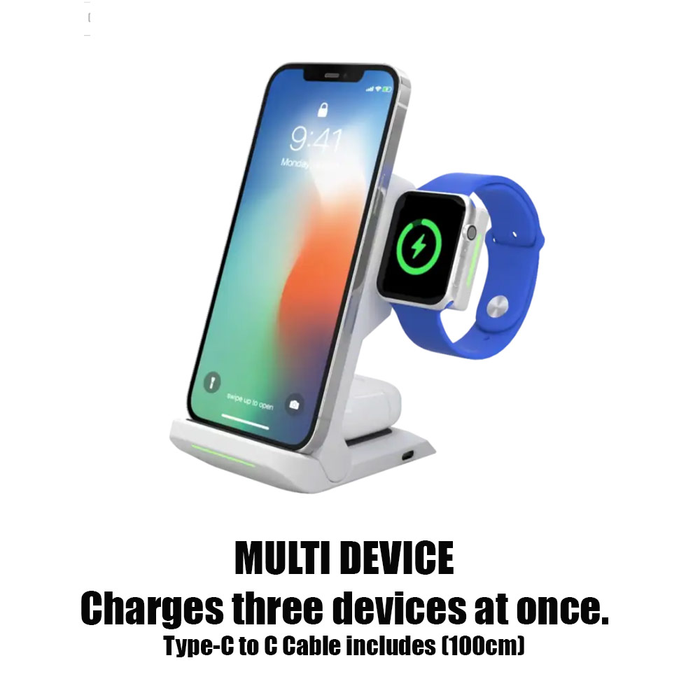 Picture of Apple Watch 44mm | STM ChargeTree Go 3 in 1 Wireless Charging Station Max 15W for iPhone 14 Pro Max Air Pods Pro Apple Watch
