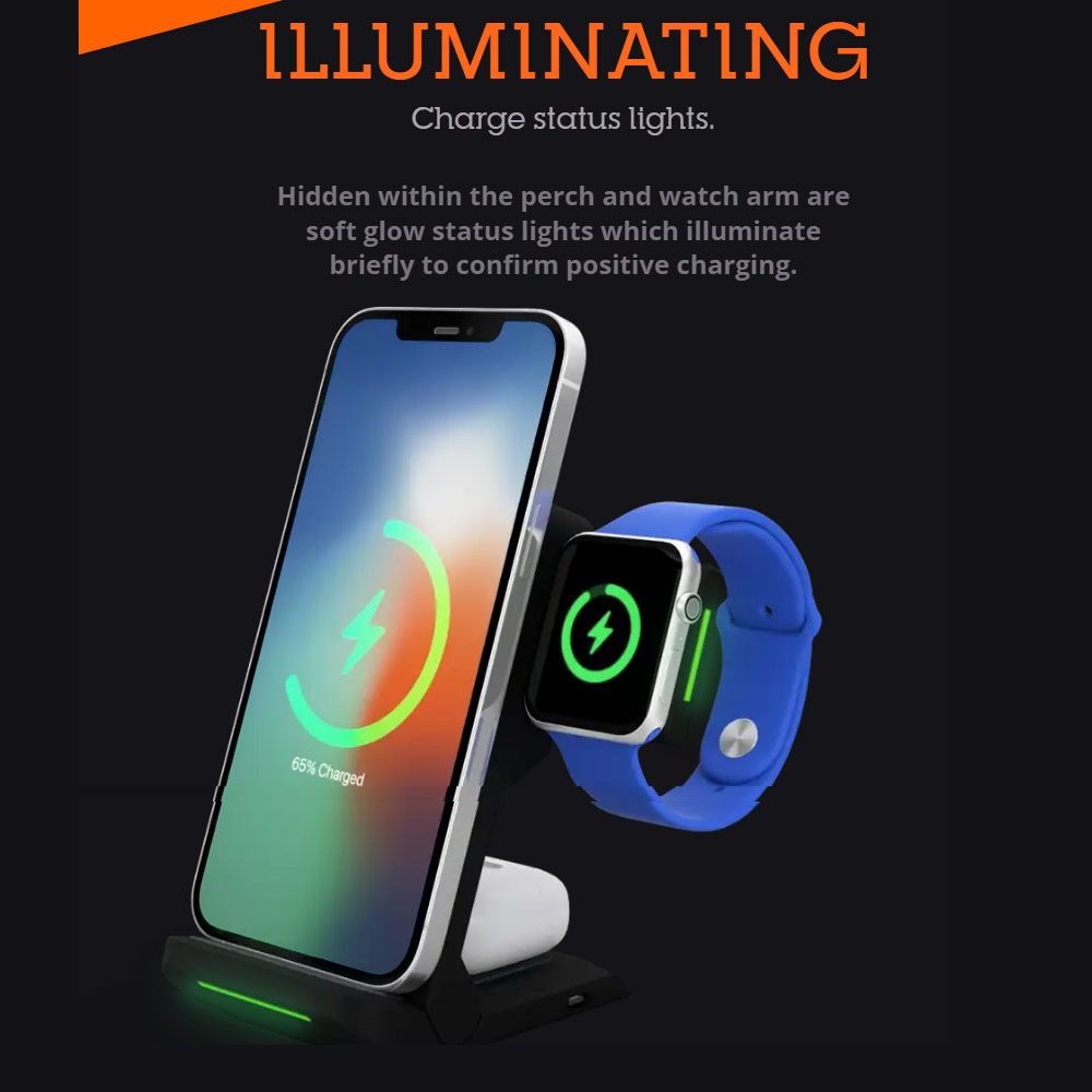 Picture of Apple Watch 44mm | STM ChargeTree Go 3 in 1 Wireless Charging Station Max 15W for iPhone 14 Pro Max Air Pods Pro Apple Watch