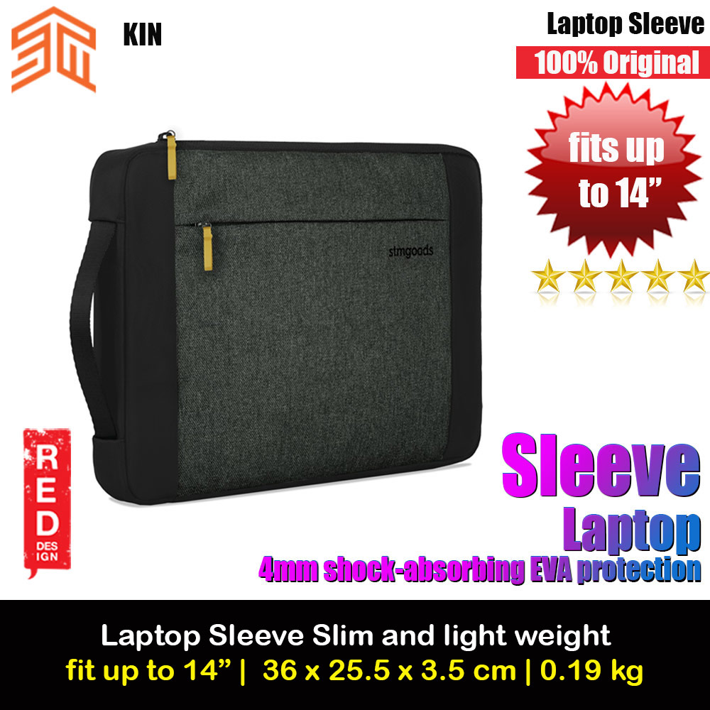 Picture of STM Kin Slim and Lightweight with Shock Absorbing Secure Zip Laptop Sleeve with Accessory Storage Pocket up to 14" (Slate Black) Red Design- Red Design Cases, Red Design Covers, iPad Cases and a wide selection of Red Design Accessories in Malaysia, Sabah, Sarawak and Singapore 