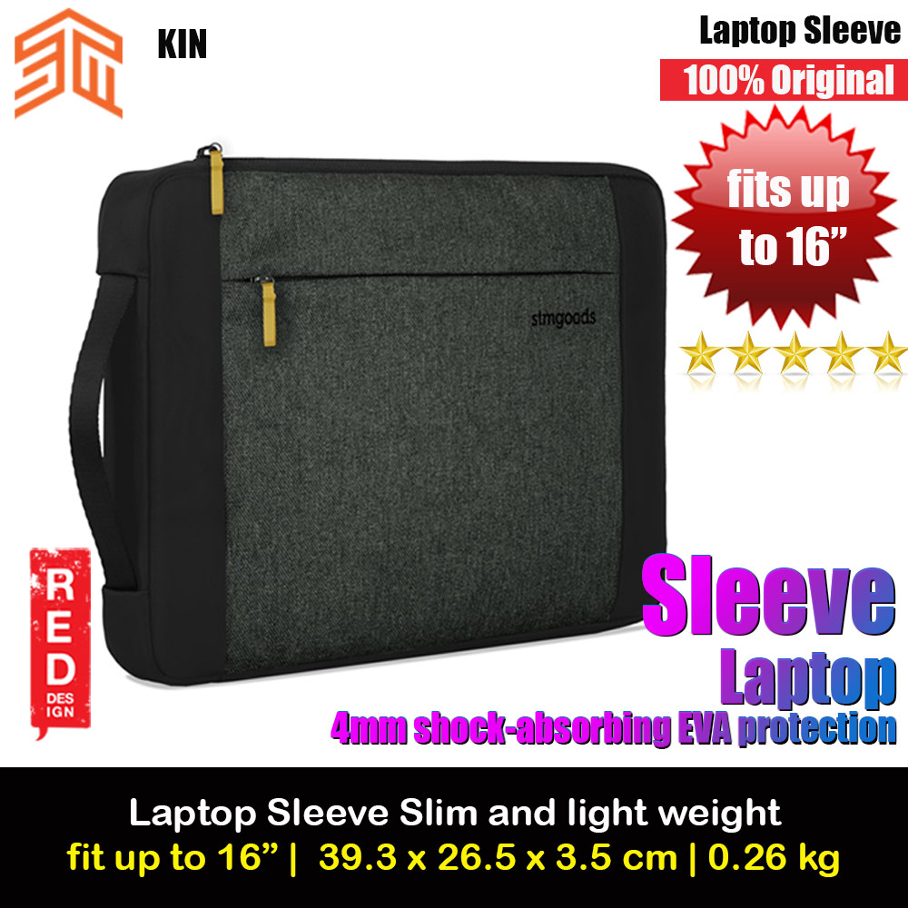 Picture of STM Kin Slim and Lightweight with Shock Absorbing Secure Zip Laptop Sleeve with Accessory Storage Pocket up to 16" (Slate Black) Red Design- Red Design Cases, Red Design Covers, iPad Cases and a wide selection of Red Design Accessories in Malaysia, Sabah, Sarawak and Singapore 