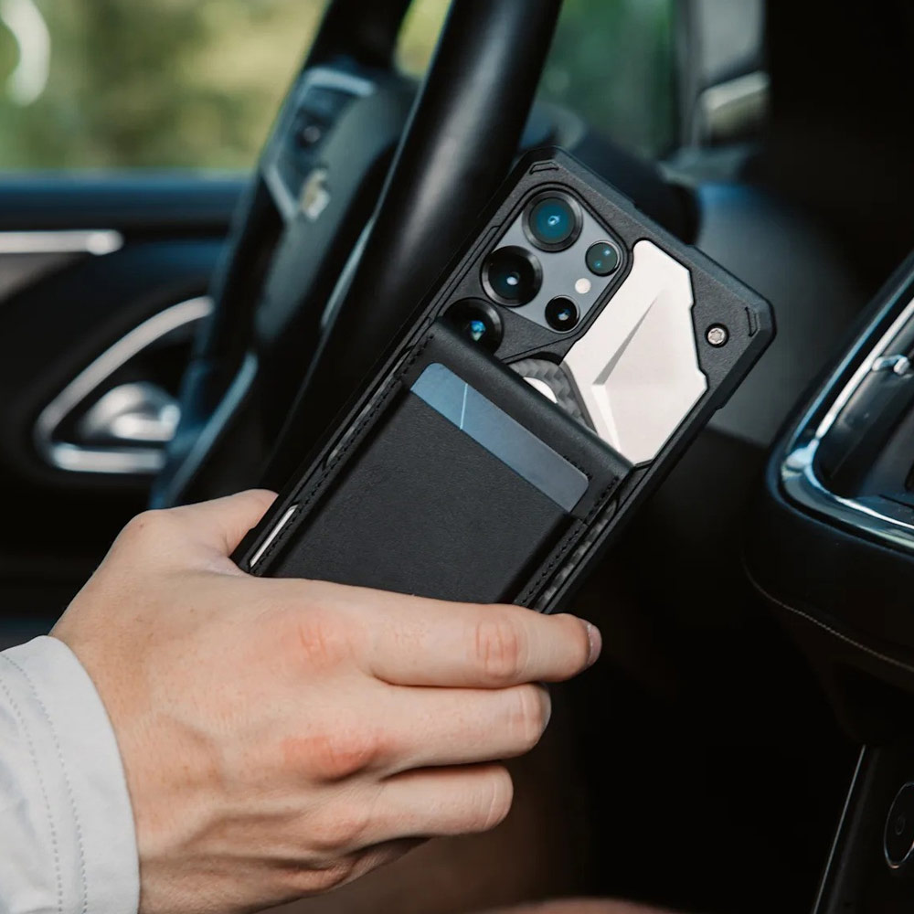 Picture of Apple iPhone 13 6.1  | UAG Metropolis Vegan Leather MagSafe Wallet and Stand Kickstand Card Holder Phone Stand (PU Leather)