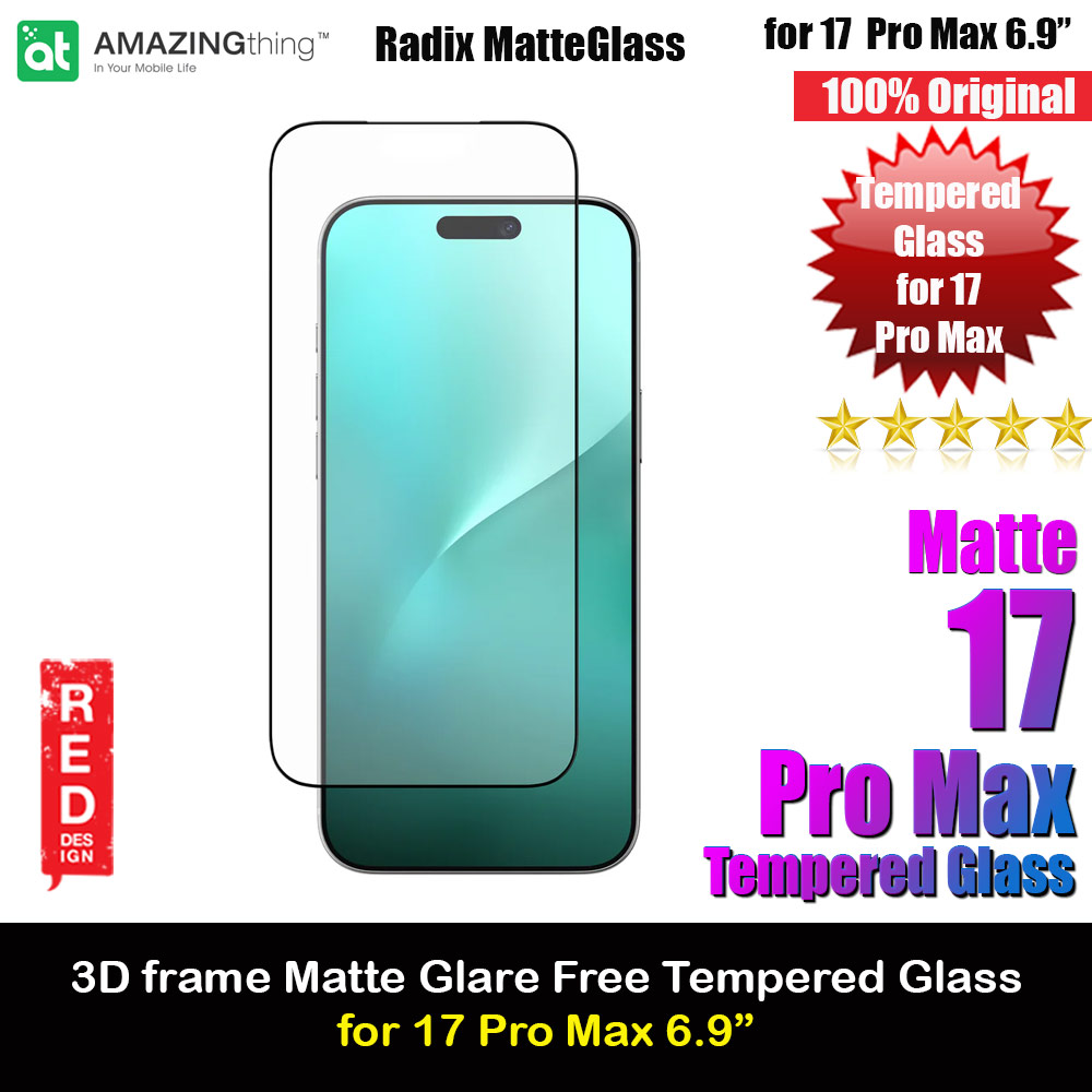 Picture of Amazingthing Radix Matte Anti Glare Full Glass 3D Frame Tempered Glass for iPhone 17 Pro Max 6.9 (Matte) Apple iPhone 17 Pro Max 6.9- Apple iPhone 17 Pro Max 6.9 Cases, Apple iPhone 17 Pro Max 6.9 Covers, iPad Cases and a wide selection of Apple iPhone 17 Pro Max 6.9 Accessories in Malaysia, Sabah, Sarawak and Singapore 