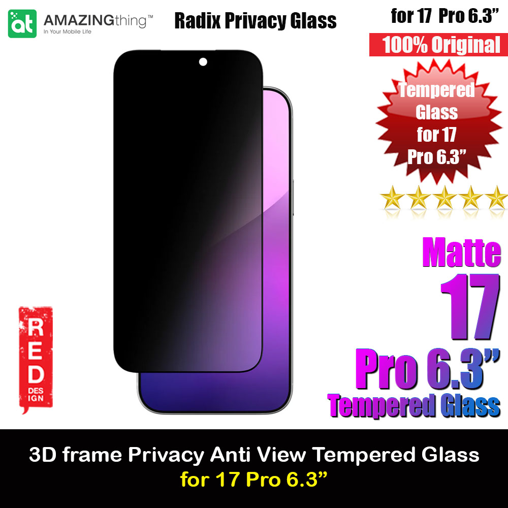 Picture of Amazingthing Radix Privacy Anti View Full Glass 3D Frame Tempered Glass for iPhone 17 Pro 6.3 (Privacy) Apple iPhone 17 Pro 6.3- Apple iPhone 17 Pro 6.3 Cases, Apple iPhone 17 Pro 6.3 Covers, iPad Cases and a wide selection of Apple iPhone 17 Pro 6.3 Accessories in Malaysia, Sabah, Sarawak and Singapore 