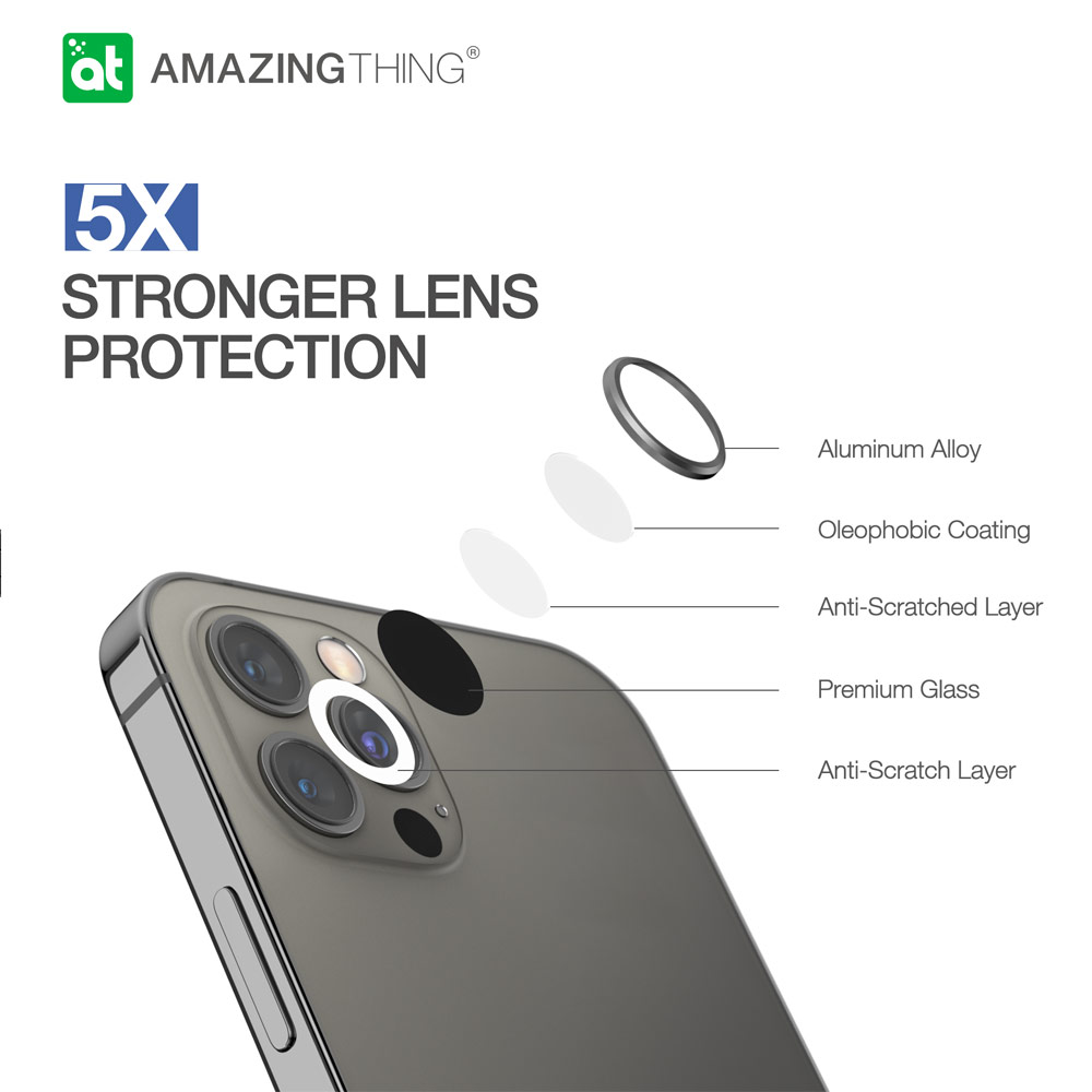 Picture of Apple iPhone 12 6.1 | AmazingThing SupremeGlass Lens Glass Camera Lens Protector Protection Tempered Glass for Apple iPhone 12 Mini 5.4 iPhone 12 6.1 (Black)