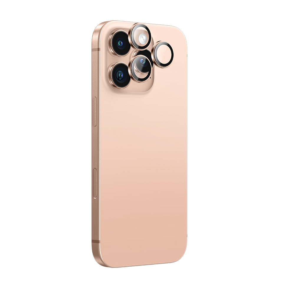 Picture of Apple iPhone 16 Pro 6.3 | Amazingthing Supreme AR Camera Lens Glass Aluminum Frame Defender Tempered Glass Protector for iPhone 16 Pro 6.3 iPhone 16 Pro Max 6.9 (3PCS Rose Gold)