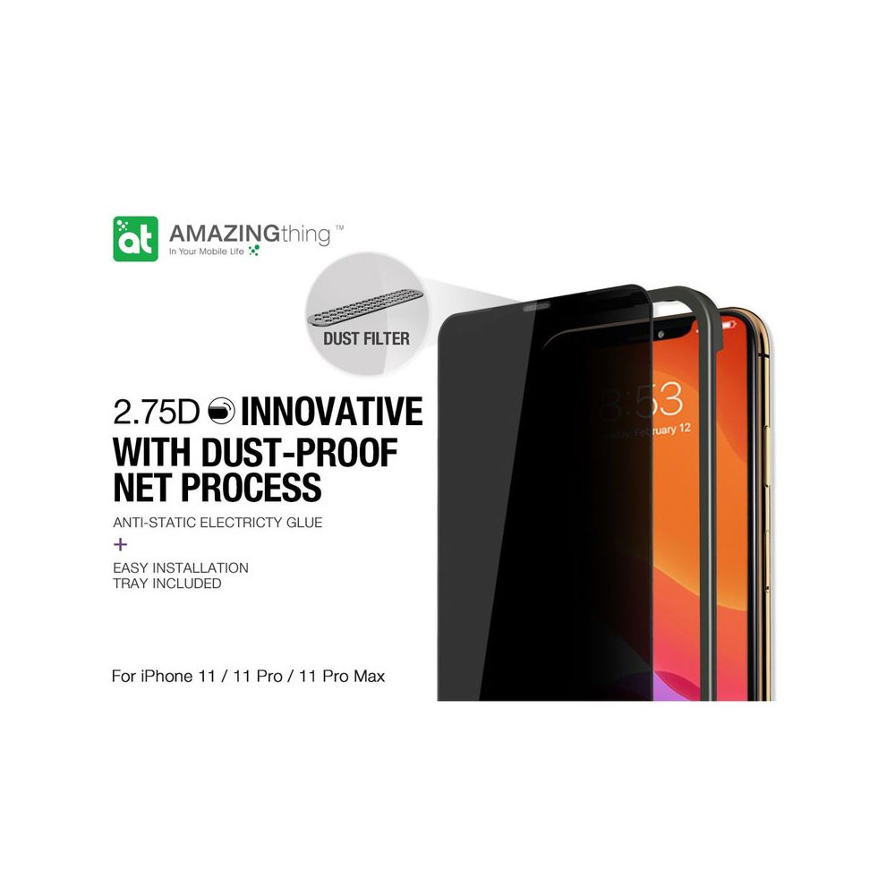 Picture of Apple iPhone 11 Pro 5.8  | AMAZINGThing Supreme Glass 2.75D Anti View Anti Peep Privacy Tempered Glass with Dust Filter for iPhone XS iPhone X iPhone 11 Pro 5.8 (Anti View)