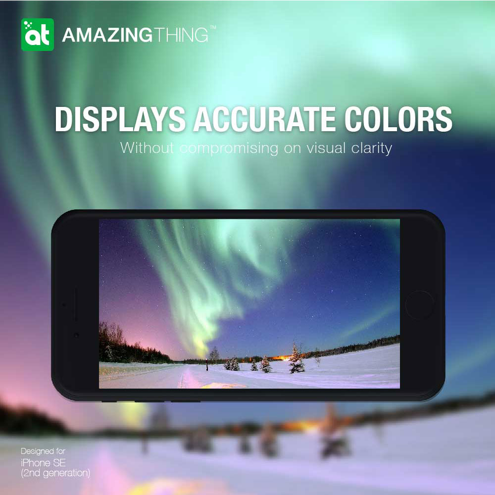 Picture of Apple iPhone 7 4.7  | AMAZINGthing SUPREME GLASS DUST FILTER for iPhone SE (2020) (2022) Full Glass 0.3mm 2.75D Black for Apple iPhone SE 4.7 2020 (Glossy Black)