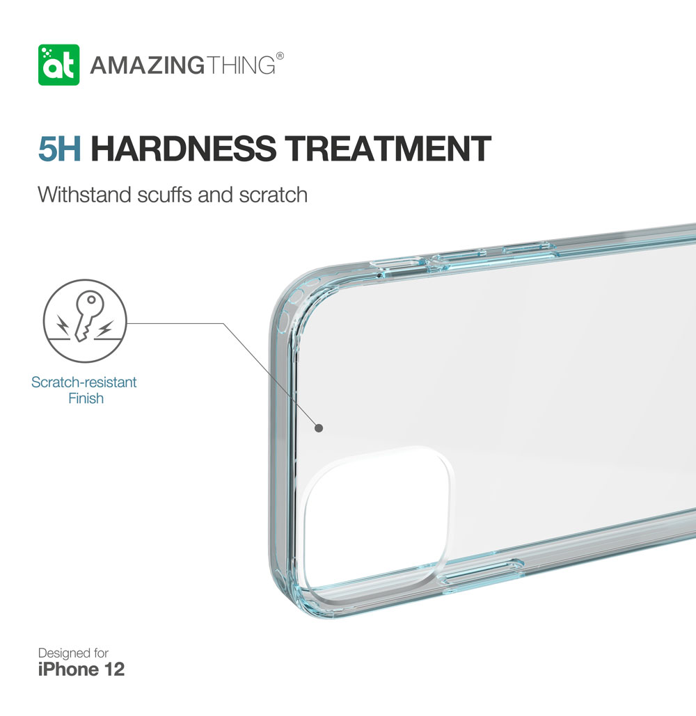Picture of Apple iPhone 12 6.1 Case | Amazingthing Minimal Military Drop Proof Slim Case with antimicrobial for iPhone 12 iPhone 12 Pro 6.1 (Clear)