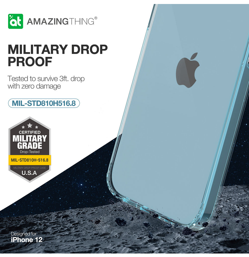 Picture of Apple iPhone 12 6.1 Case | Amazingthing Minimal Military Drop Proof Slim Case with antimicrobial for iPhone 12 iPhone 12 Pro 6.1 (Clear)