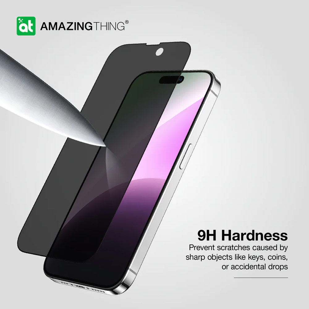 Picture of Apple iPhone 15 Pro Max 6.7  | Amazingthing Radix Privacy Fully Covered Tempered Glass for iPhone 15 Pro Max 6.7 (Anti View)
