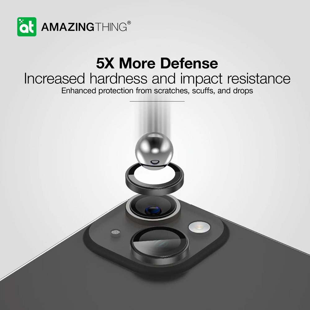 Picture of Apple iPhone 15 6.1  | Amazingthing Supreme AR Camera Lens Glass Aluminum Frame Defender Tempered Glass Protector for iPhone 15 6.1 iPhone 15 Plus 6.7 (2PCS Black)