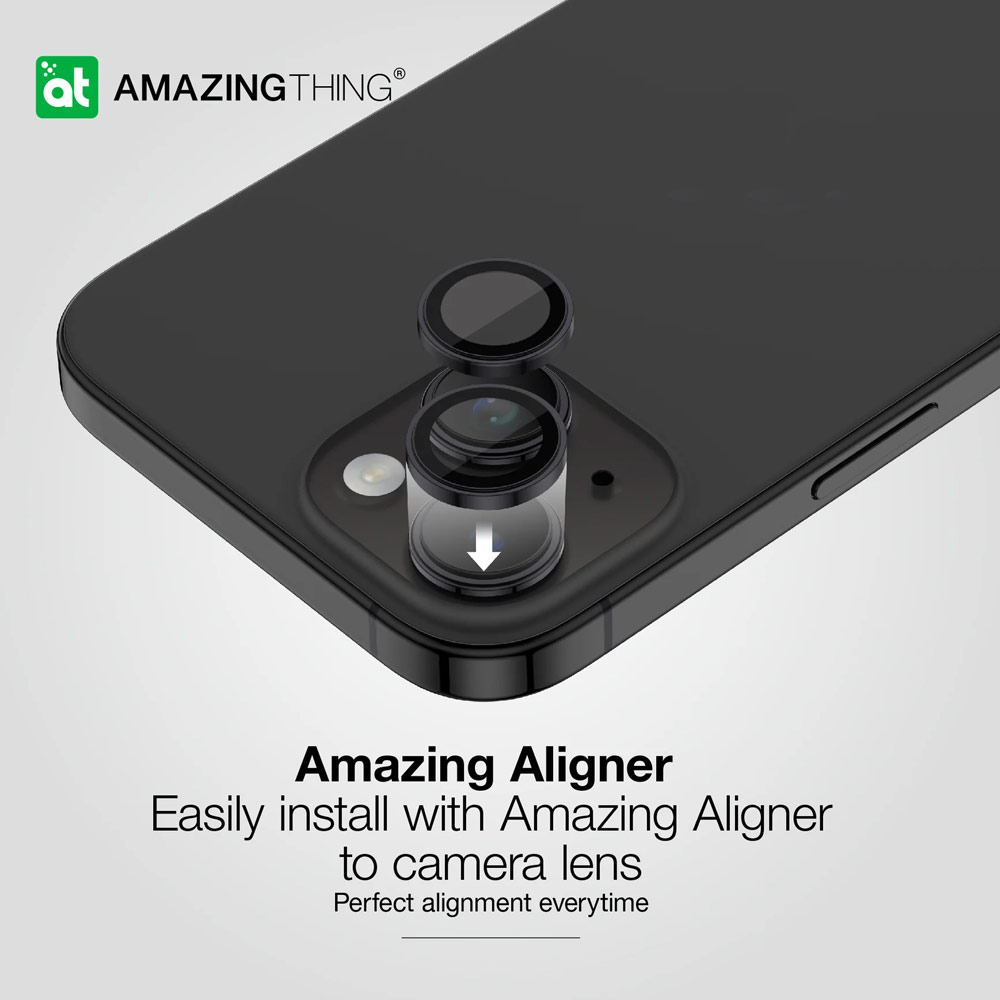 Picture of Apple iPhone 15 6.1  | Amazingthing Supreme AR Camera Lens Glass Aluminum Frame Defender Tempered Glass Protector for iPhone 15 6.1 iPhone 15 Plus 6.7 (2PCS Black)