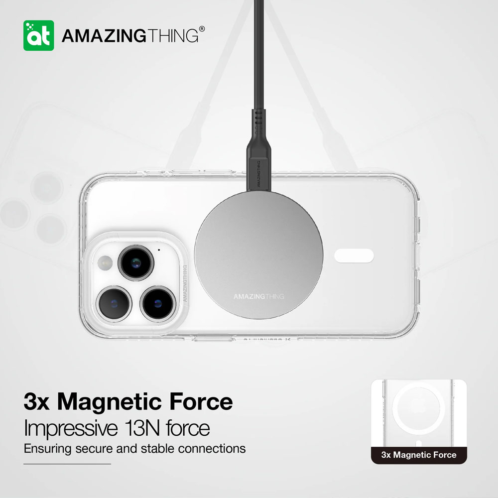 Picture of Apple iPhone 15 Pro Max 6.7 Case | Amazingthing TITAN PRO Drop Proof Magnetic Case for iPhone 15 Pro Max 6.7 (Clear)