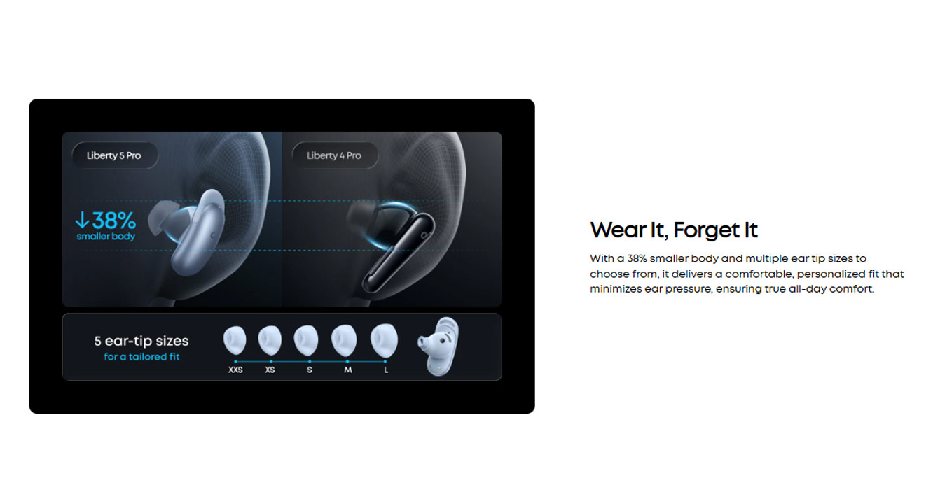 Picture of Soundcore by Anker Liberty 5 Pro ANC Wireless Earbuds Guinness World Records Clearest Clear Calls Adaptive Noise Cancelling LDAC Hi-Res Audio TWS Earbuds (Midnight Black)