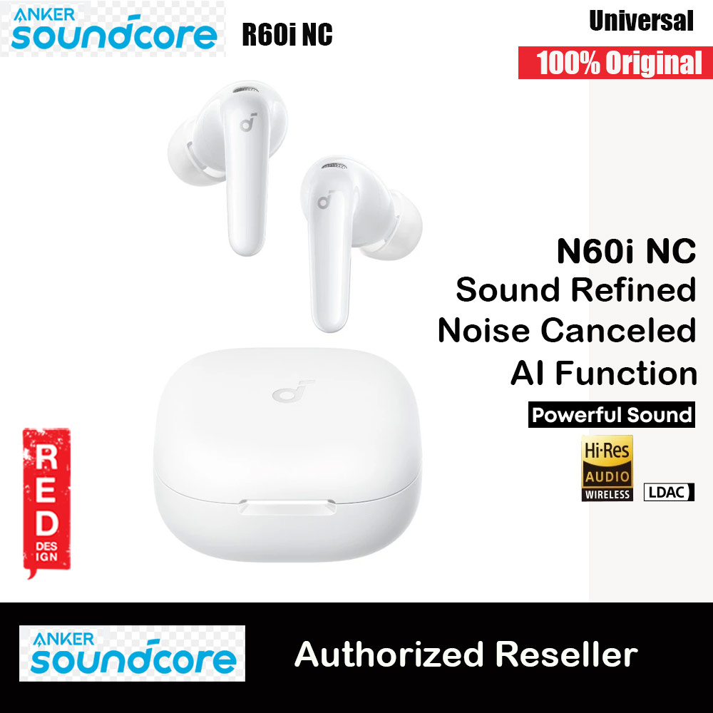 Picture of Soundcore by Anker R60i NC Wireless Earbuds -52dB Adaptive Noise-Cancelling Hi-Res Clarify Sound AI Assistant 50Hours (White) Red Design- Red Design Cases, Red Design Covers, iPad Cases and a wide selection of Red Design Accessories in Malaysia, Sabah, Sarawak and Singapore 
