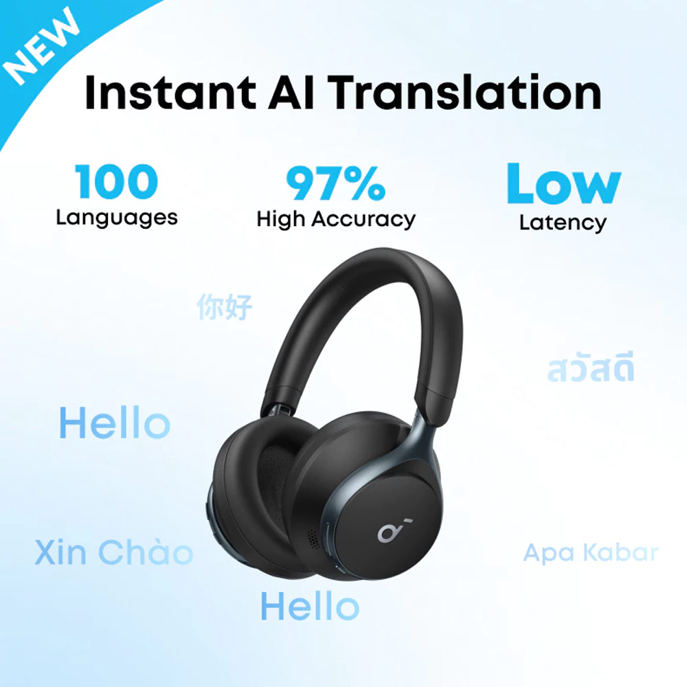 Picture of Soundcore by Anker Space One Headphones Hi-Res Sound Hybrid Active Noise Cancelling Headsets ANC TWS-A3035 (Black)