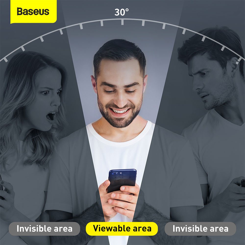 Picture of Apple iPhone 12 Pro Max 6.7  | Baseus 0.3mm Privacy Anti Peep Anti View Full Screen Tempered Glass for iPhone 12 Pro Max 6.7 (Privacy 2pcs Pack)