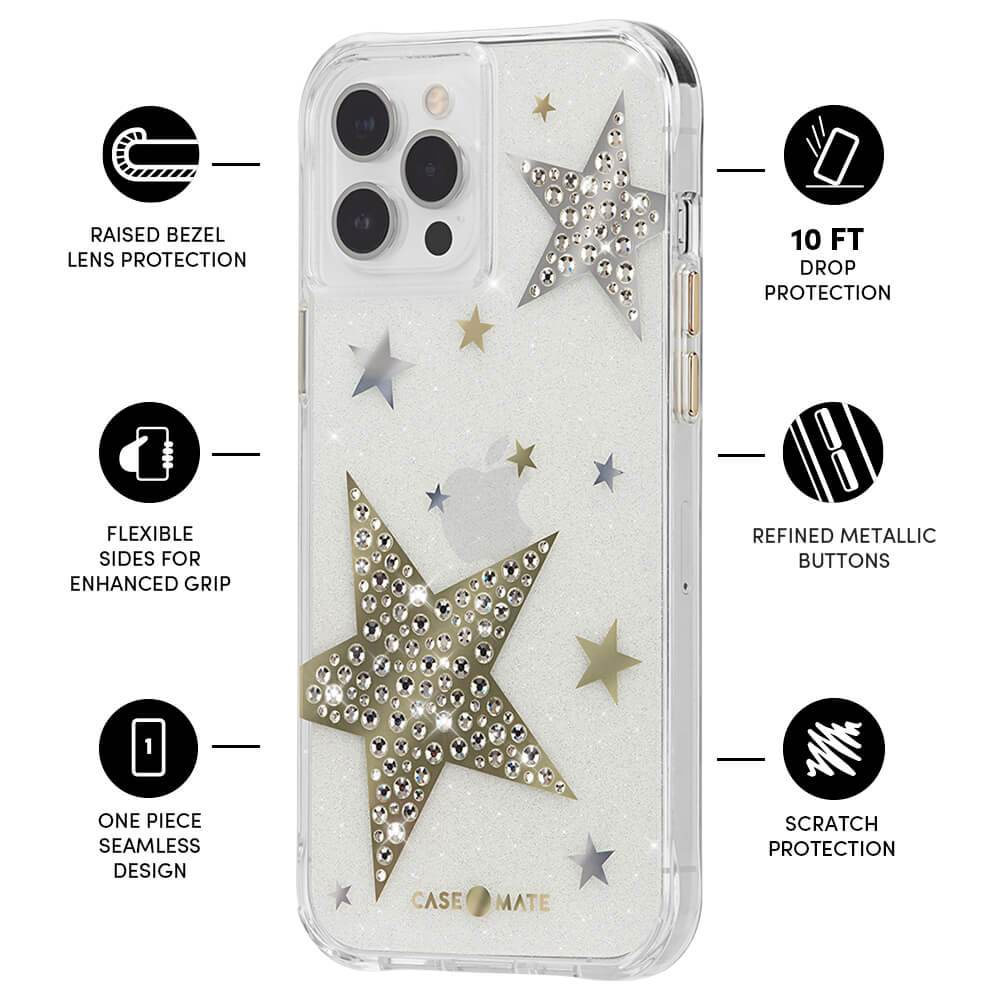 Picture of Apple iPhone 13 Pro 6.1  | Case Mate Case-Mate Sheer Superstar Series Protection Case for iPhone 13 Pro 6.1 (Sheer Superstar)