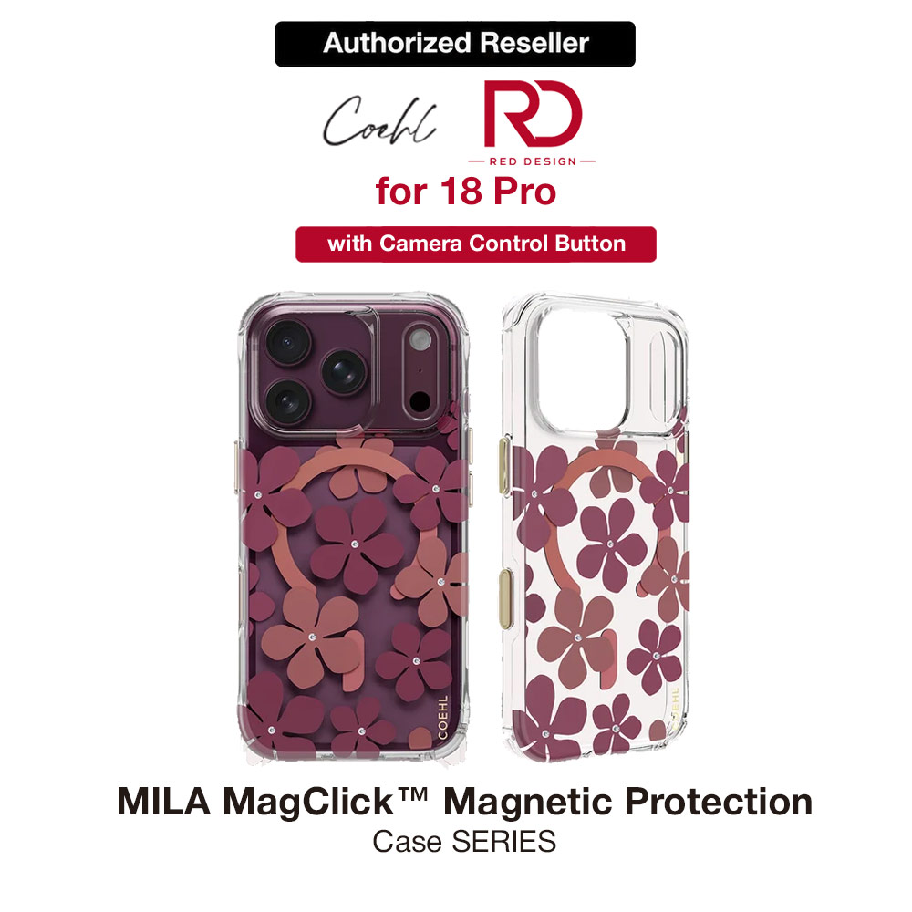 Picture of Coehl MILA MagClick Magnetic Charging Case with Camera Control Button for iPhone 18 Pro - Crimson Bloom Apple iPhone 18 Pro- Apple iPhone 18 Pro Cases, Apple iPhone 18 Pro Covers, iPad Cases and a wide selection of Apple iPhone 18 Pro Accessories in Malaysia, Sabah, Sarawak and Singapore