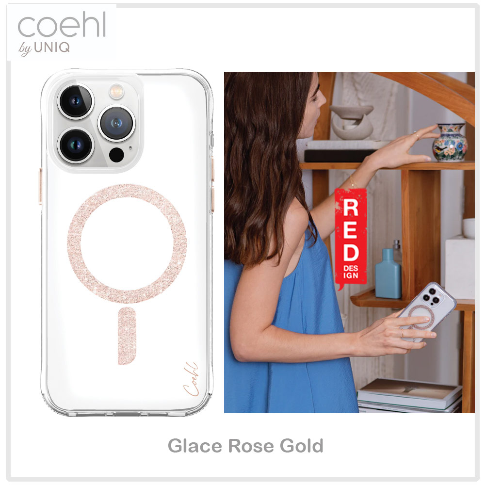 Picture of Apple iPhone 15 Pro Max 6.7  | Coehl by Uniq Design for Modern Women Girl Lady Magnetic Charging Compatible for iPhone 15 Pro Max 6.7 (Sparkling Rose Gold)
