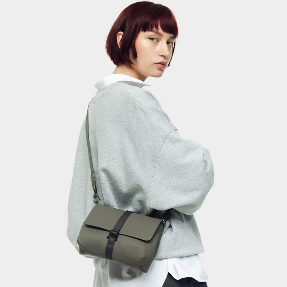 Picture of Gaston Luga SPLÄSH CROSSBODY BAG Premium Waterproof Eco Material Bag Compact Messenger Style Bag with Detachable Shoulder Strap As Clutch (Olive)