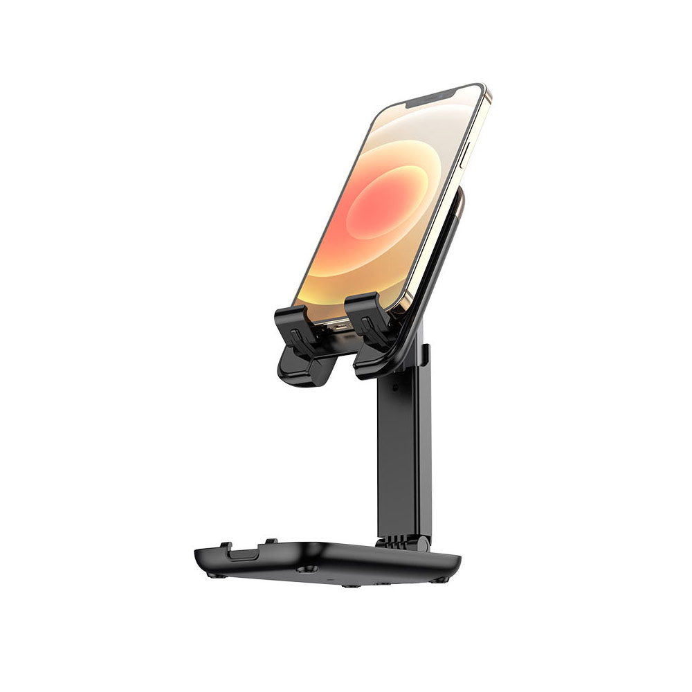 Picture of Hoco Aluminum and ABS Pocket Size Mini Foldable Retractable Desktop Stand Holder Adjustable Alloy Portable Ergonomic Design Mobile Phone Anti-skid Pads Holder Phone Stand Tablet Stand Phone Holder iPad Holder for Online Study Online Broadcast Online Meeting Movie View for iPhone 12 Pro Max iPad Tabl