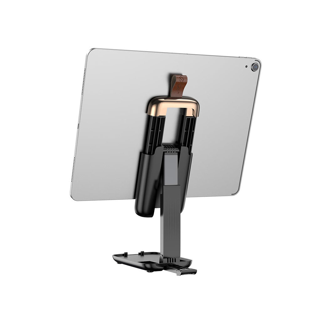 Picture of Hoco Aluminum and ABS Pocket Size Mini Foldable Retractable Desktop Stand Holder Adjustable Alloy Portable Ergonomic Design Mobile Phone Anti-skid Pads Holder Phone Stand Tablet Stand Phone Holder iPad Holder for Online Study Online Broadcast Online Meeting Movie View for iPhone 12 Pro Max iPad Tabl