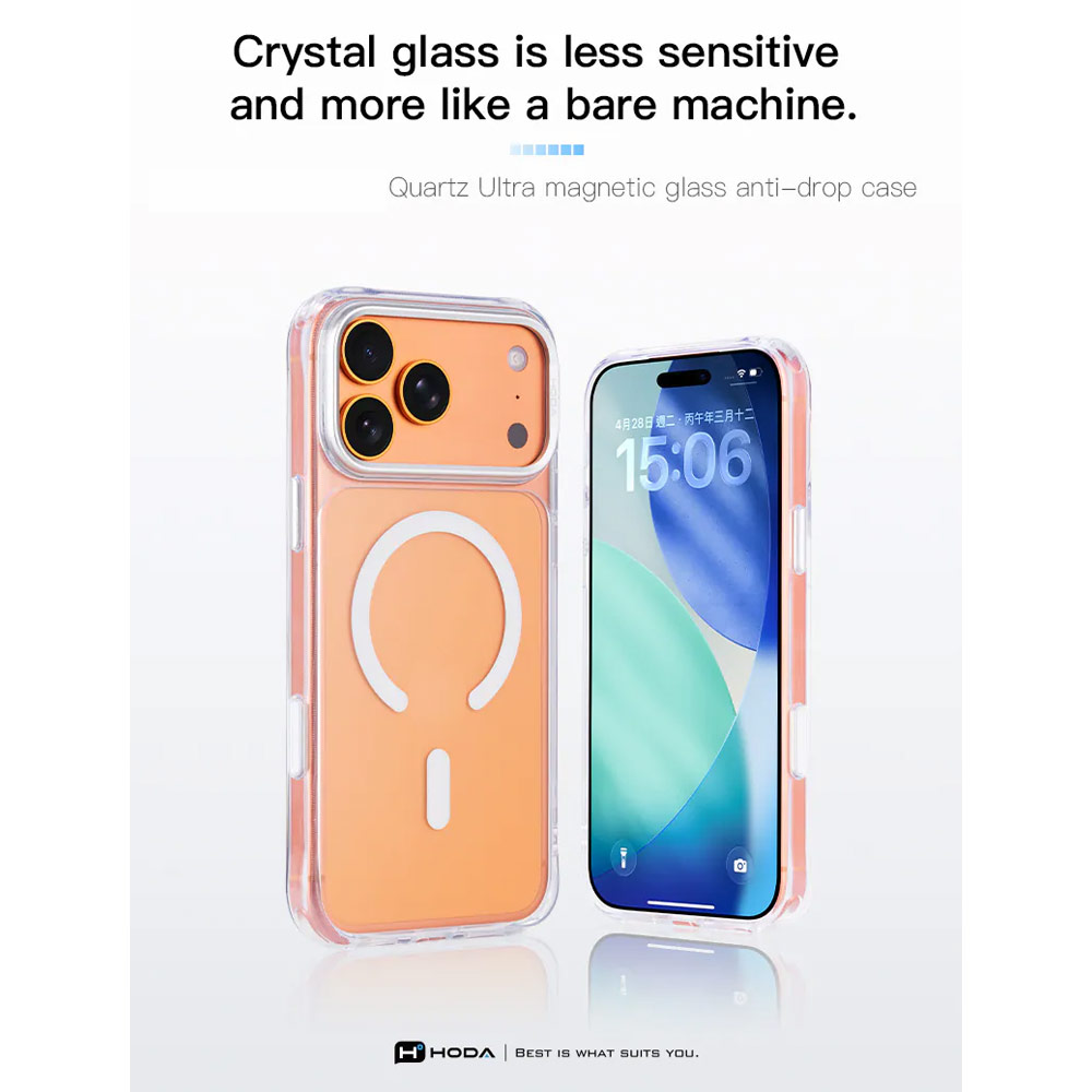 Picture of Apple iPhone 18 Pro Case | Hoda Crystal Ultra Case with Military Standard MagSafe  Pure Surface TM with Camera Button for iPhone 18 Pro - Clear