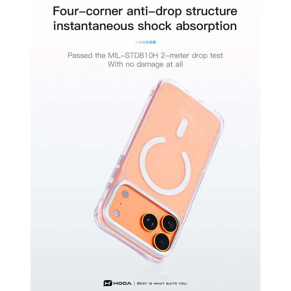 Picture of Apple iPhone 18 Pro Case | Hoda Crystal Ultra Case with Military Standard MagSafe  Pure Surface TM with Camera Button for iPhone 18 Pro - Clear