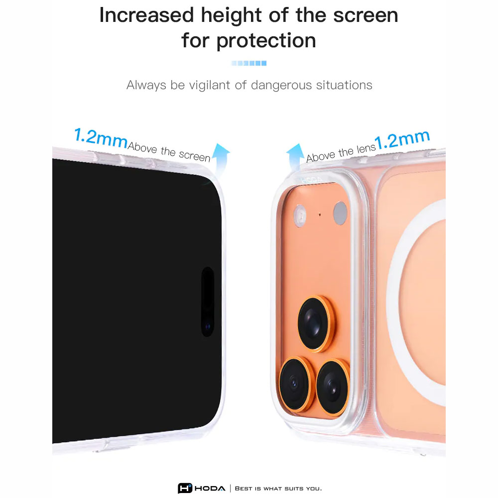 Picture of Apple iPhone 18 Pro Case | Hoda Crystal Ultra Case with Military Standard MagSafe  Pure Surface TM with Camera Button for iPhone 18 Pro - Clear