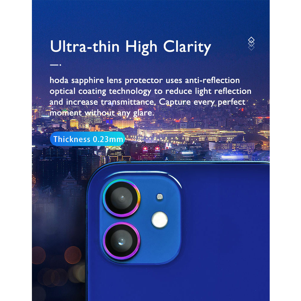 Picture of Apple iPhone 13 6.1  | Hoda Sapphire Lens Protector for iPhone 13 Mini 5.4 iPhone 13 6.1  (2PCS Blue)