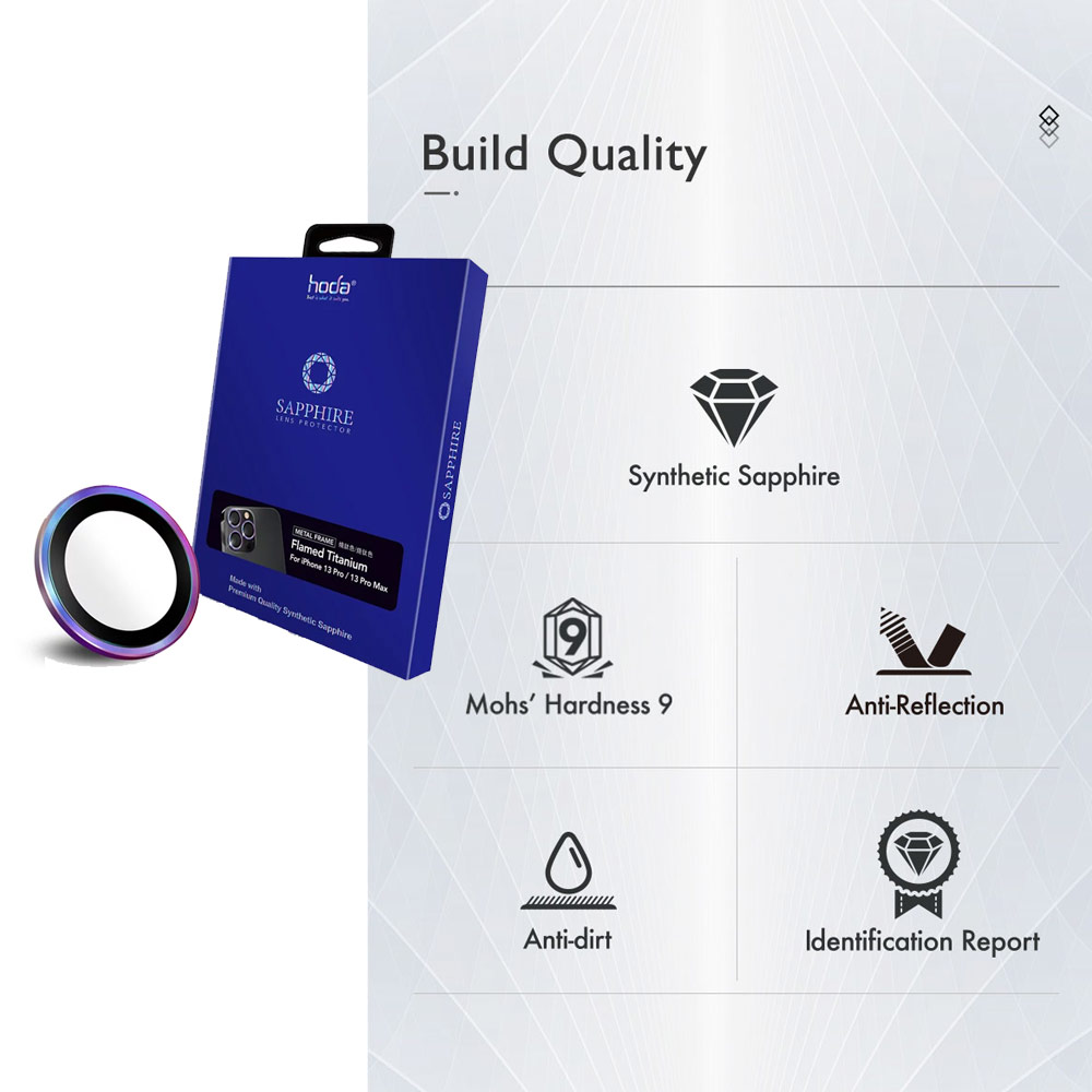 Picture of Apple iPhone 13 Pro 6.1  | Hoda Sapphire Lens Protector for iPhone 13 Pro 6.1 iPhone 13 Pro Max 6.7  (3PCS Flamed Titanium)